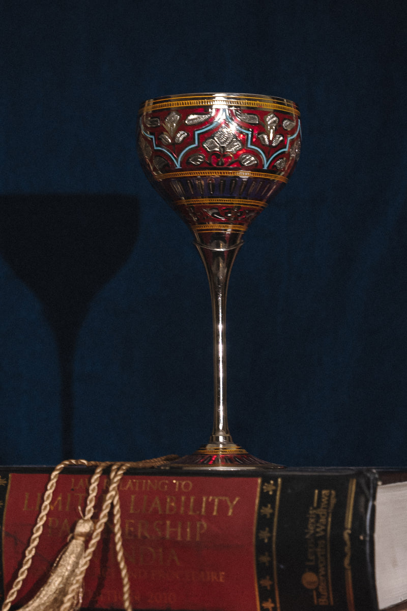 Crimson red marodi wine glass