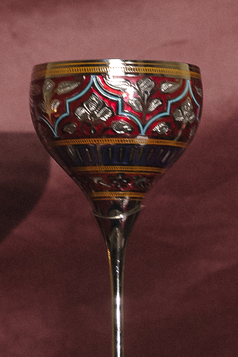 Crimson red marodi wine glass