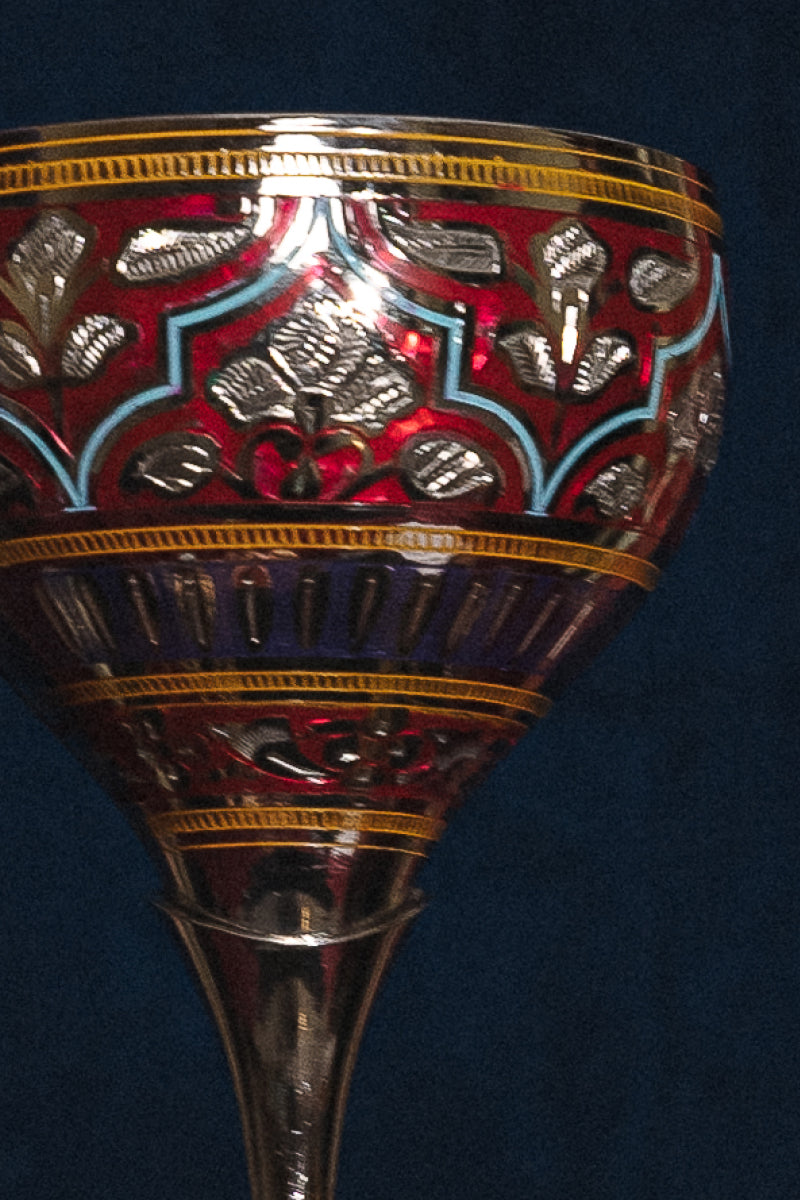 Crimson red marodi wine glass