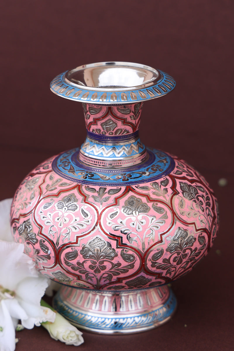 Crystal pink marodi guldaan vase