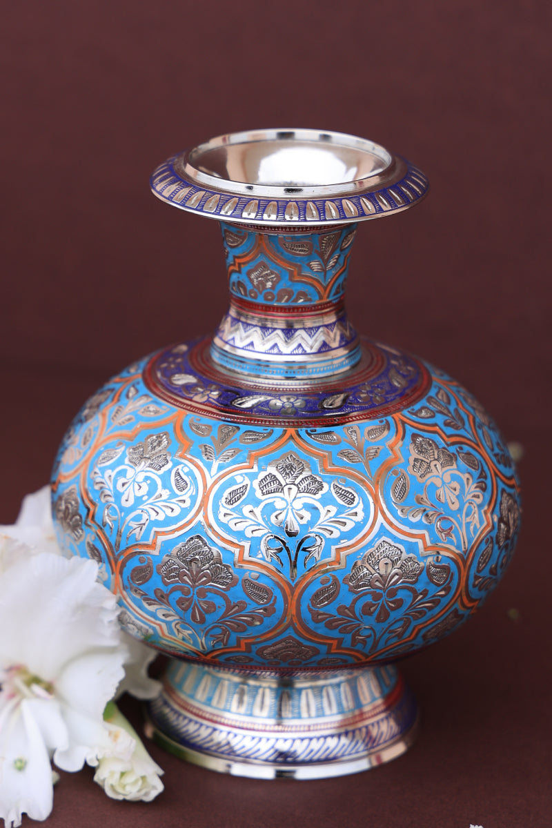 Aqua blue marodi guldaan vase