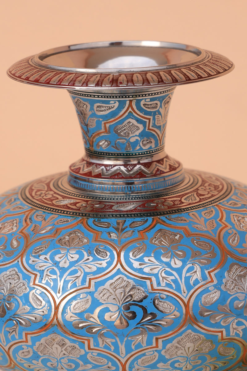 Aqua blue marodi guldaan vase