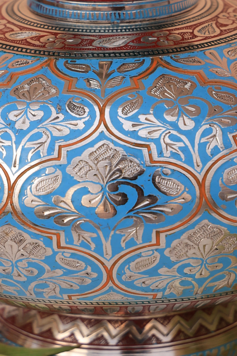 Aqua blue marodi guldaan vase