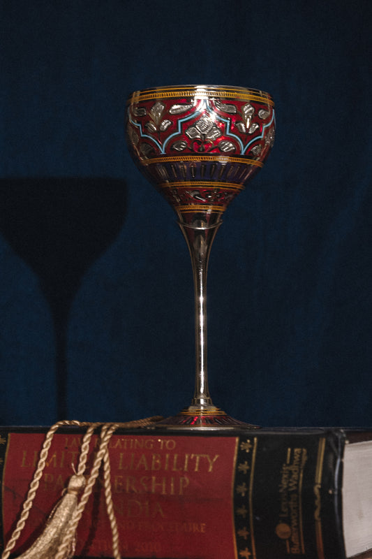 Crimson red marodi wine glass