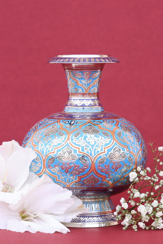 Aqua blue marodi guldaan vase