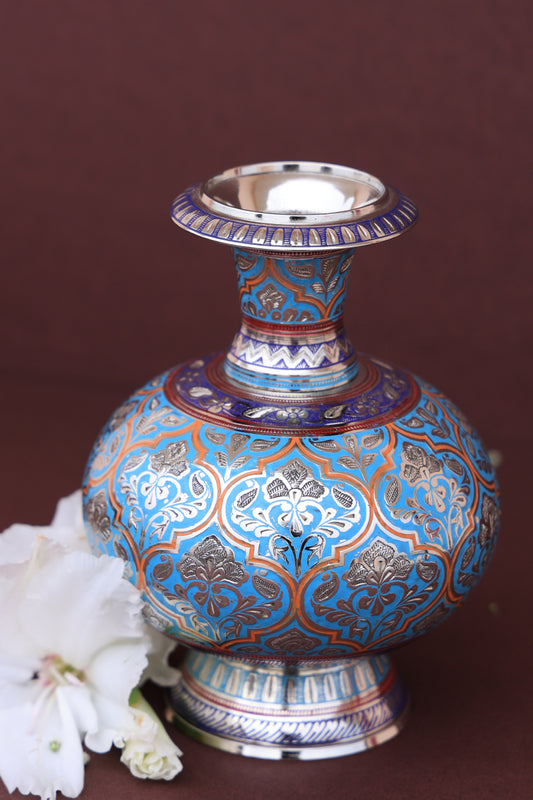Aqua blue marodi guldaan vase